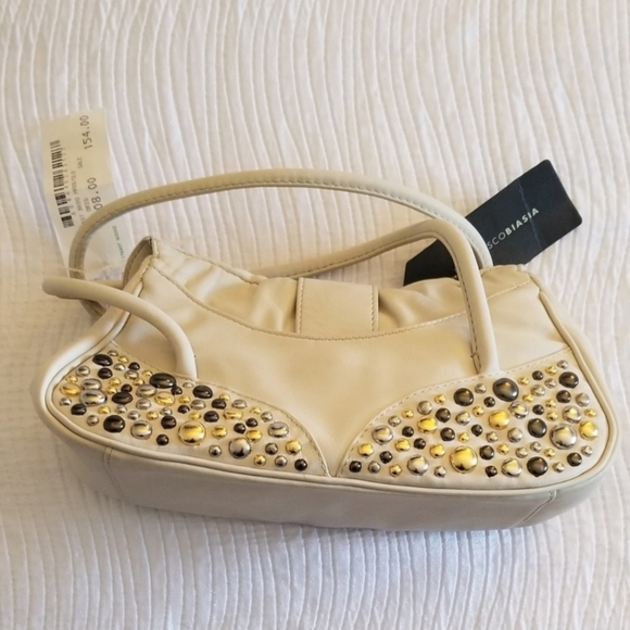 Francesco Biasia Leather Top Handle Mini Bag with Stud Embellishment, Ivory, NWT - Picture 7 of 11